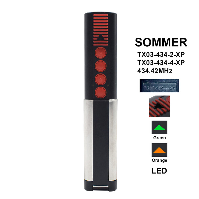 SOMMER-mando a distancia para puerta de garaje, transmisor abridor, TX03-434-4-XP, 434,42 MHz