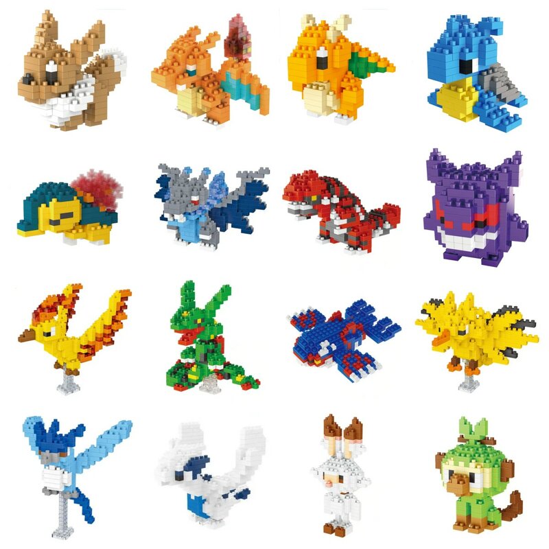 Petits blocs Pokémon Nanoblock pour enfants, Charizard, Kyogre, Groudon, Rayquatro, modèle éducatif, jouets de fouille, cadeau d'anniversaire
