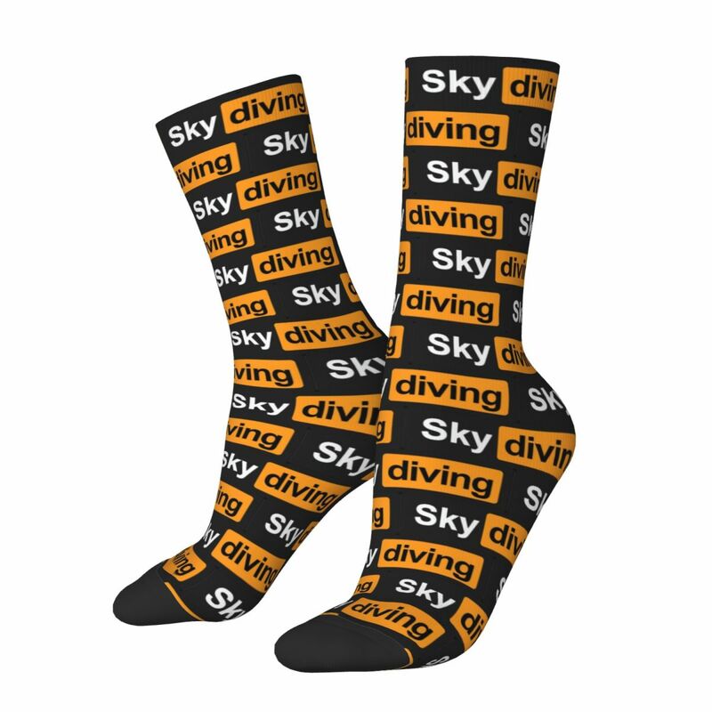 Kaus kaki Skydiver katun untuk pria wanita, kaus kaki katun panjang Skydiver, aksesori kekasih Skydiver lucu untuk pria dan wanita