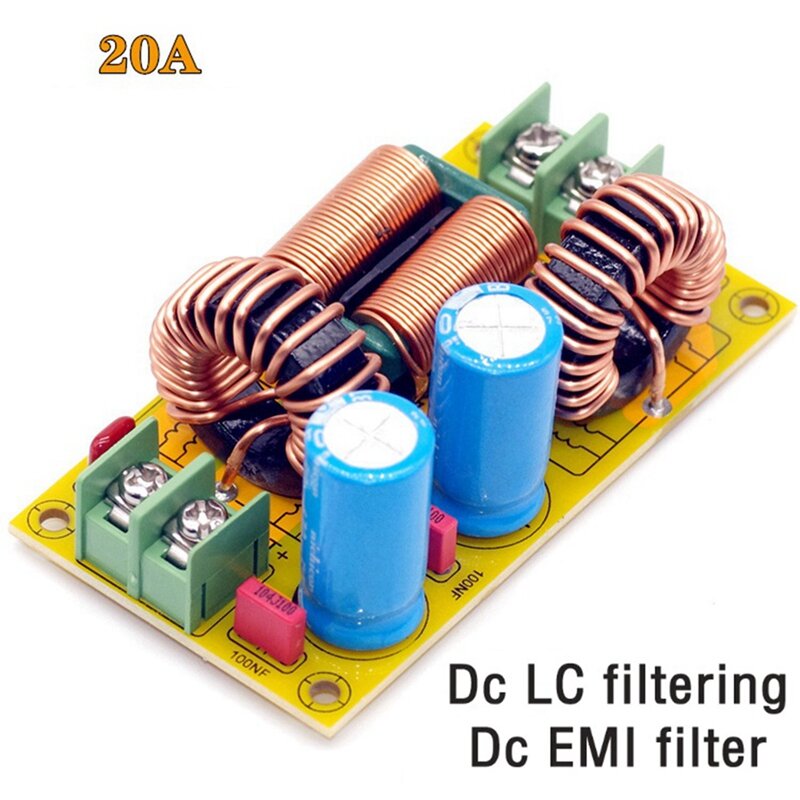 ตัวกรองไฟฟ้ากระแสตรงแบบ20A ตัวกรองสัญญาณรบกวนแม่เหล็กไฟฟ้า EMC FCC ตัวกรองพลังงานความถี่สูงสำหรับรถยนต์12V 24V 48V ใช้งานง่าย