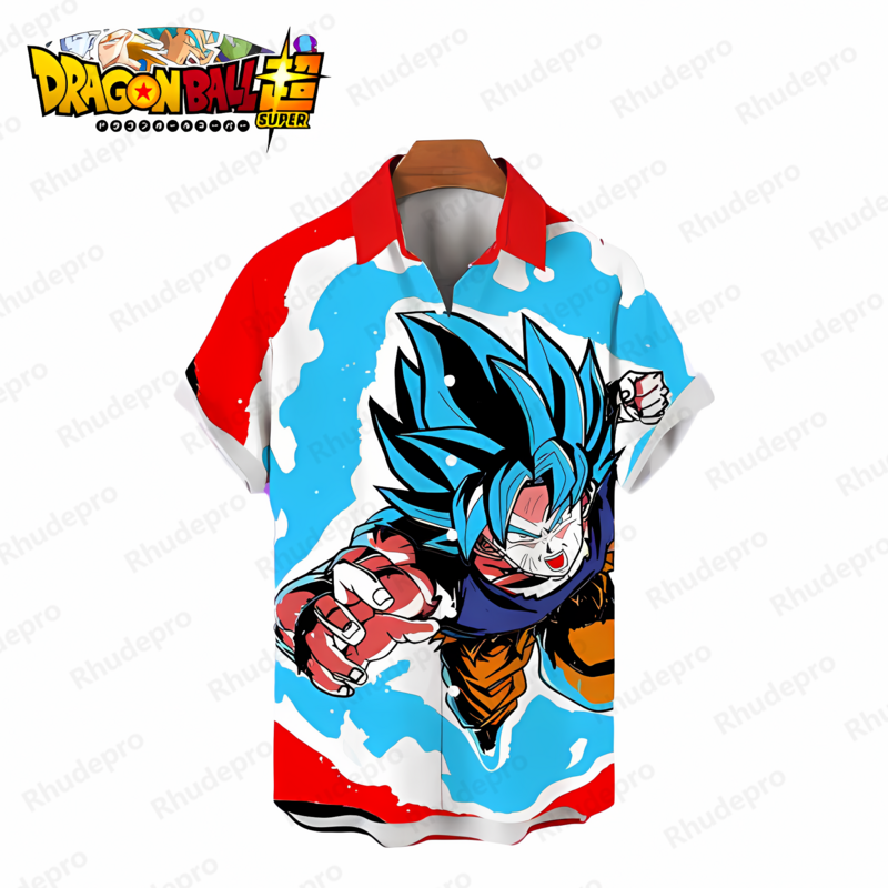 Camisa de manga curta Dragon Ball Z masculina, roupa de anime, streetwear, Super Saiya, Y2k, moda Harajuku, viagem de temporada, 2024