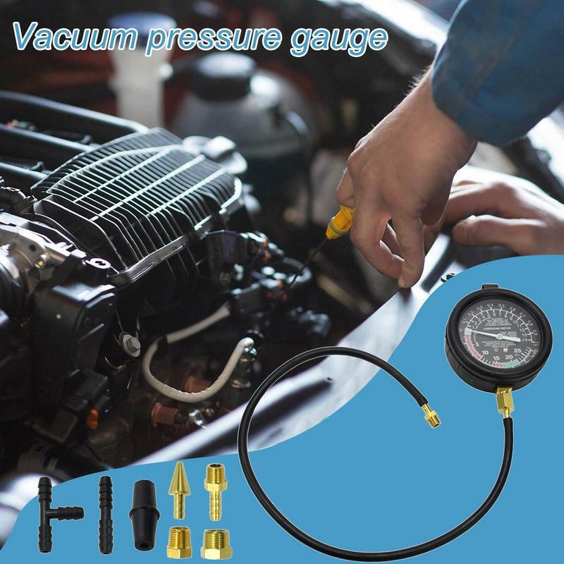 Dupla escala Automotive Vacuum Tester, Auto Gauge, Carburador Pressure Tester Kit, Tester Pressão a Vácuo com Portable Carrying Box