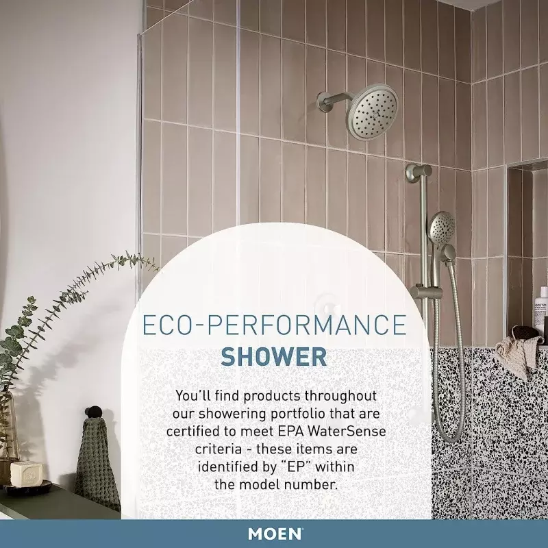 Moen Gena LX bak mandi Shower, bak mandi Modern kinerja Eco, tekanan tinggi, hitam, Matte, termasuk Pancuran Air
