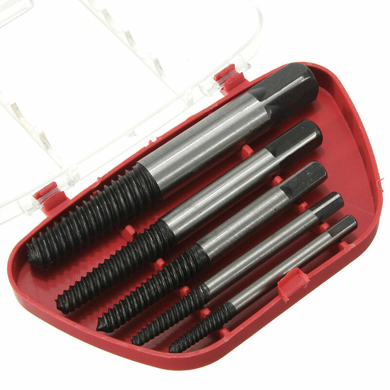 5pcs/set Broken Screw Remover Extractor Drill Bits Steel Easy Out Remover Center Drill Damaged Bolts Remover Tool