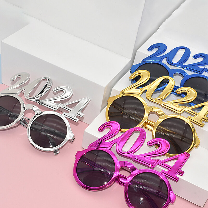 Lunettes de soleil de bonne année, accessoires de photographie, lunettes de soleil de fête, lunettes de veille, fournitures de graduation, lunettes drôles, numéro 2024