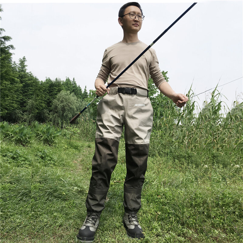 Jeerkool-Impermeável Fly Fishing Waders, Outdoor Camping cintura calças, 3 camadas, 15000 peito respirável, original, 3000 peito