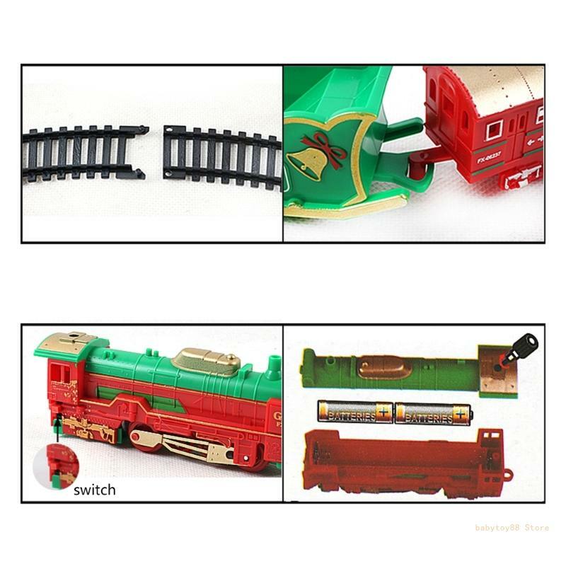 Conjunto trem infantil Y4UD brinquedo trem movido a bateria com luz presente perfeito