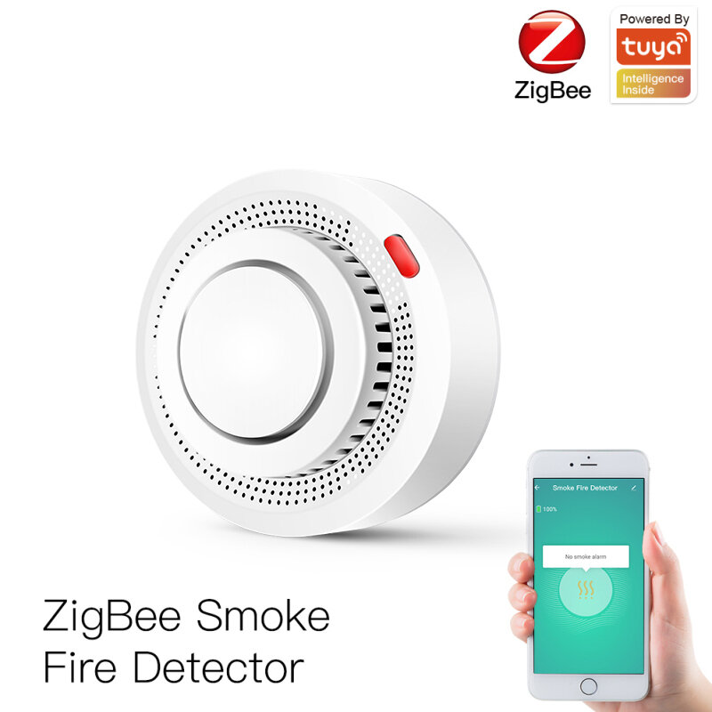 Zigbee Tuya detektor asap pintar WiFi, Alarm perlindungan keamanan Monitor jarak jauh pintar Sensor sensitivitas tinggi rumah pintar
