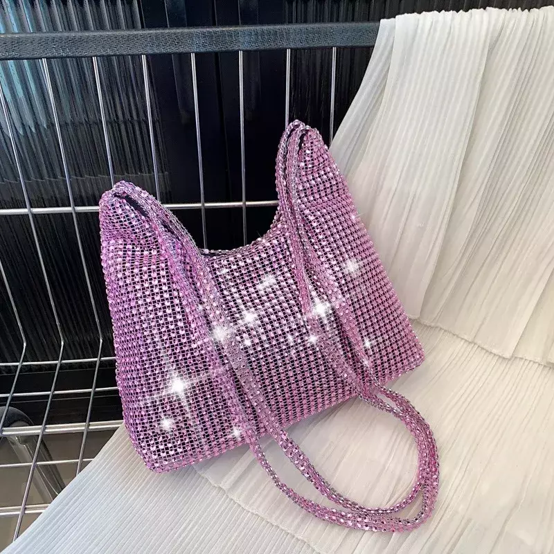 Fashion Rhinestone Shiny Handbag Women Sparkling Evening Clutch Tote Purse Bags Luxury Design Causal Handbag Ladies Shoulder Bag