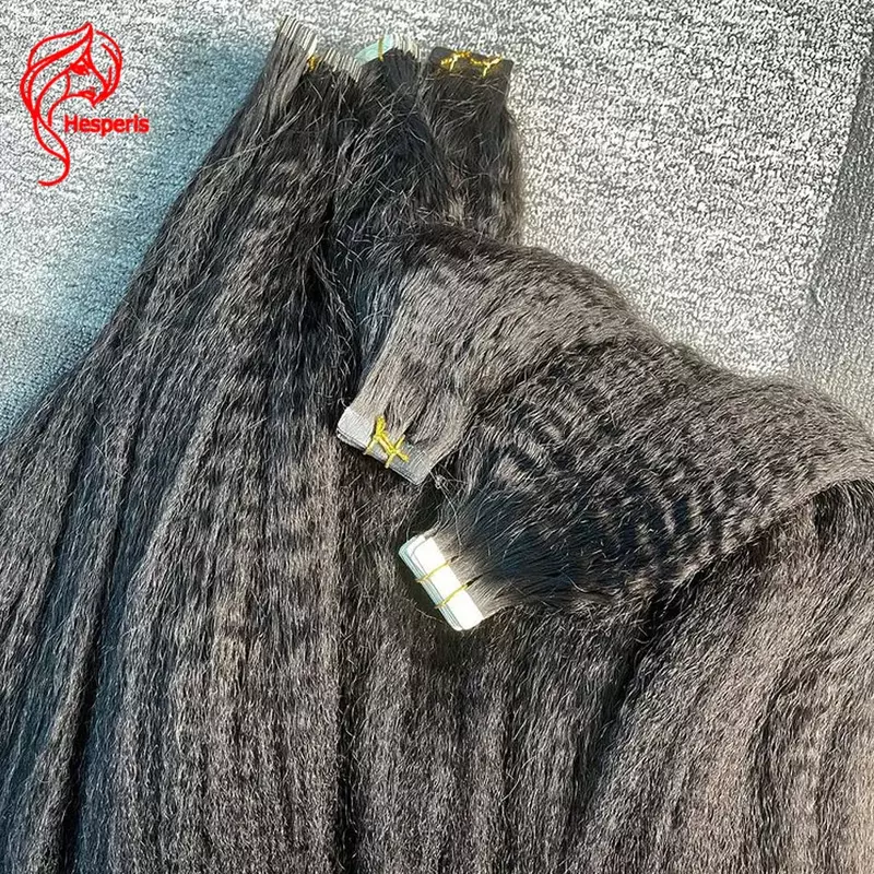 Hesperis курчавые прямые ленты для наращивания человеческие волосы для черных женщин 40 шт. курчавые прямые ленты Ins 100 г натуральный черный