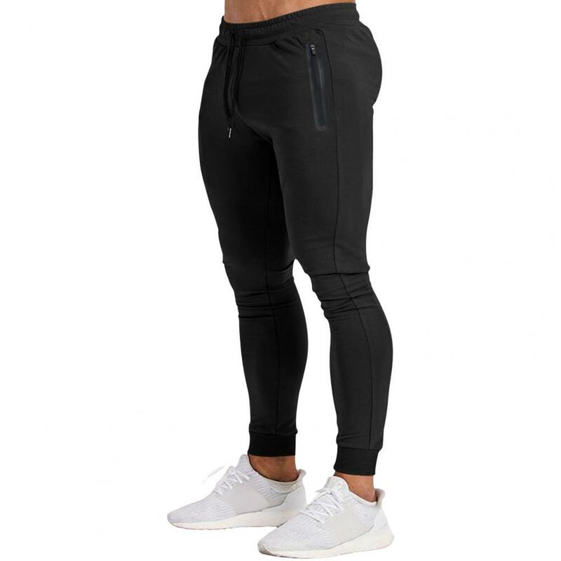 Pantalones largos de seda de hielo para hombre, pantalones deportivos con tecnología de secado rápido, diseño ajustado, bolsillos con cremallera lateral para entrenamiento en el gimnasio