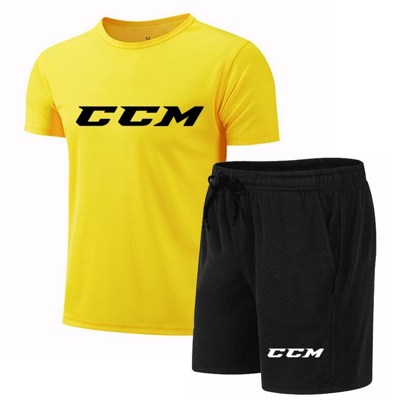 Kaus + celana musim panas kasual pria, pakaian olahraga lari dua potong warna hitam, baju hiphop Musim Panas 2024 untuk pria