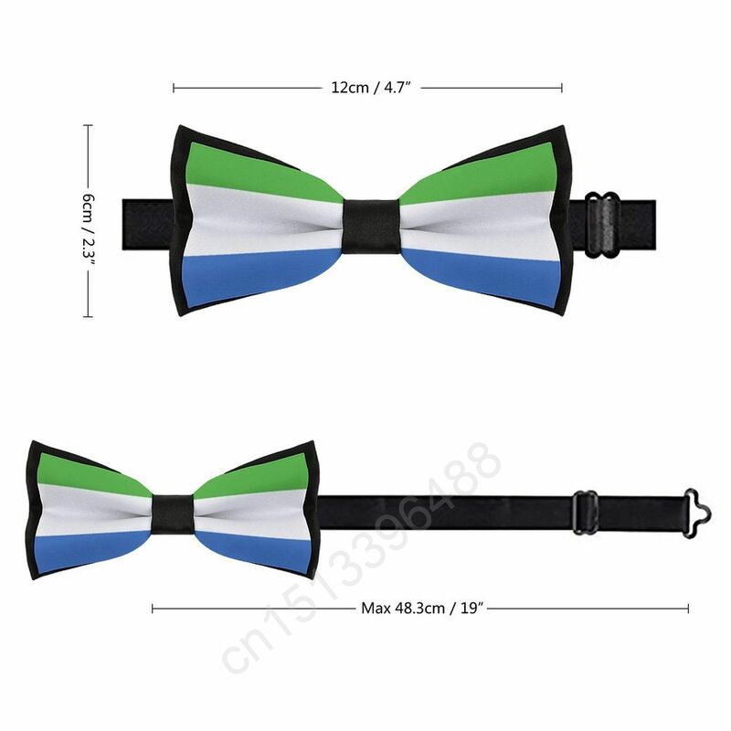 Nowa poliestrowa muszka z Sierra Leone flagą dla mężczyzn moda na co dzień męska muszka krawat na garnitury na wesele krawat