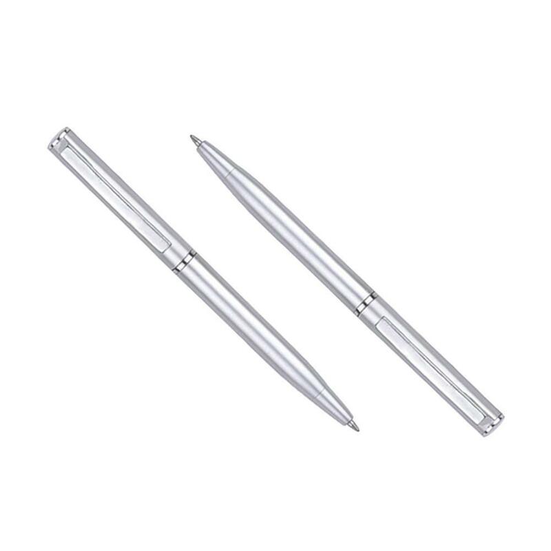 10cm jasny srebrny długopis Mini krótki styl plastikowe obrotowe papiernicze obrotowe szkolne materiały metalowe pióro skręcanie