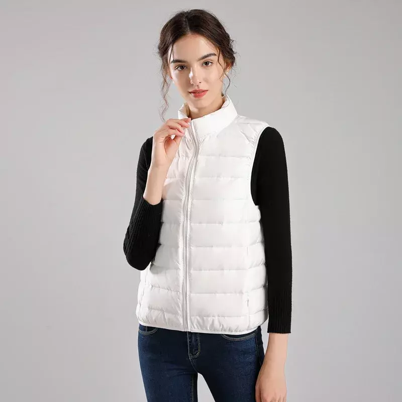 New 90% White Duck Down Vest Ultralight Casual Matte Fabric Female Windproof Warm Waistcoat Women's Outwear Sleeveless Jacket