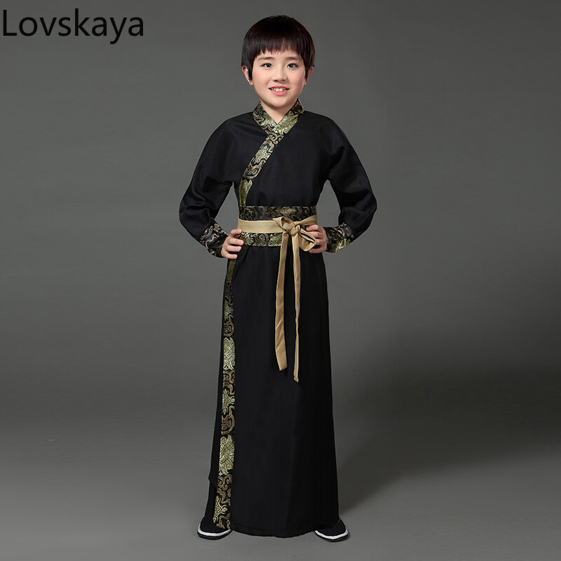 Kostum sinologi anak-anak pakaian Tiongkok kuno baru pakaian pelajar pria Han Cina