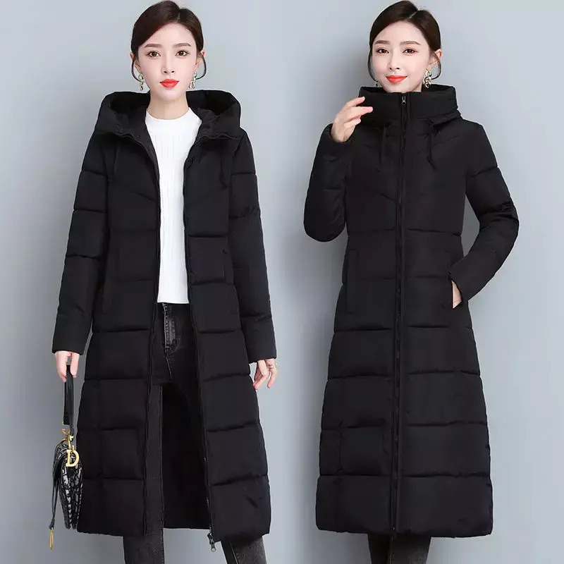 Chaqueta larga de plumón para mujer, Parkas coreanas, abrigo de invierno, 2024