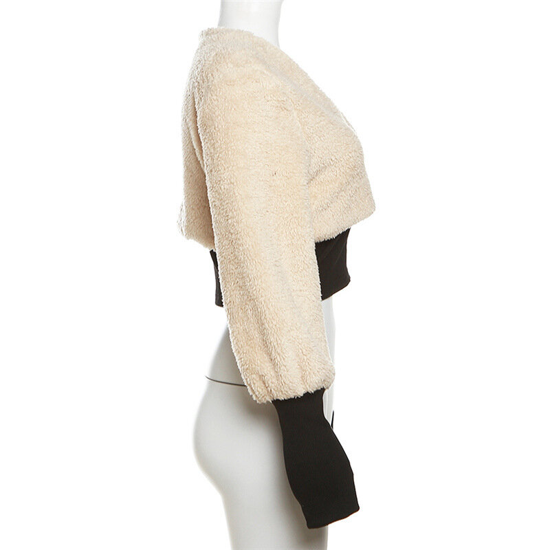 모피 크롭 폭격기 두꺼운 따뜻한 코트, 2023 겨울 가을 여성 패션 의류, Y2K 스트리트웨어 퍼프 겨울 재킷