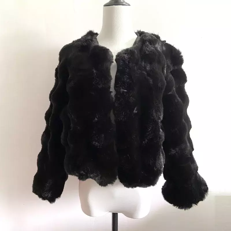 TPJB New In Winter Faux Fox Fur Coats Women High Quality Long Sleeve Collarless Cardigan Artificial Fur Jackets Outerweart