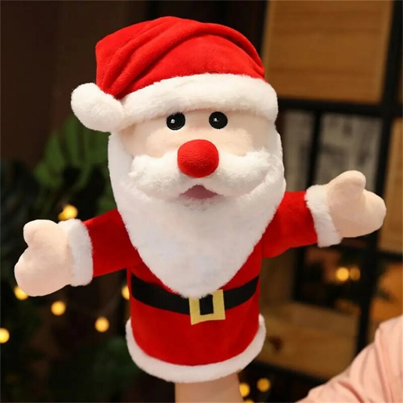 Marionnettes de Noël à tête d'animal pour enfants, jouet à main, poupées à doigts, père Noël, wapiti, cadeau