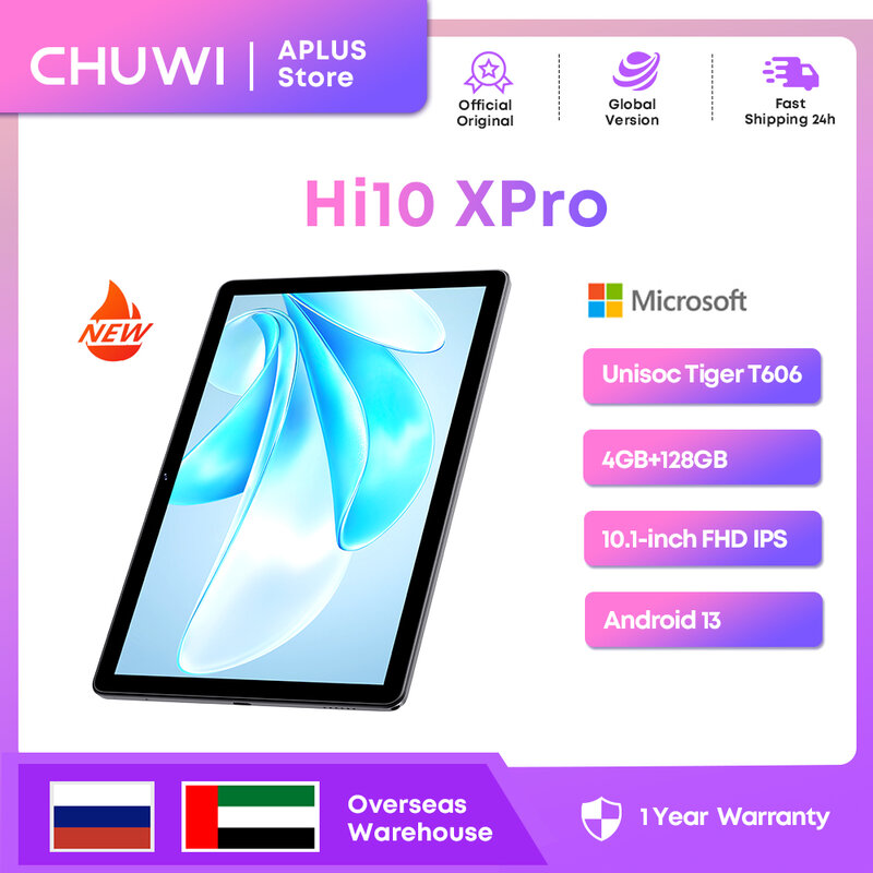 CHUWI Hi10X Pro Tablet Android 13, Unisoc T606 4GB RAM 128GB ROM Tablets，10.1" 1280x800 IPS Screen 7000MAH Battery,2.4G/5G Wifi