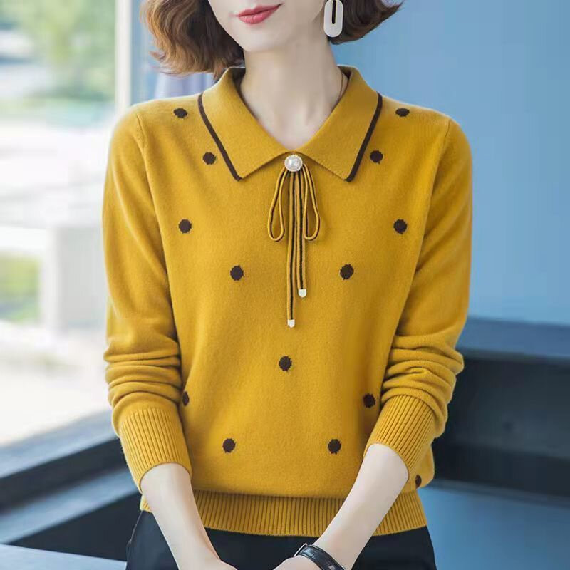 Suéter holgado para mujer de mediana edad, suéter versátil para madre, moda elegante, primavera y otoño, novedad de 2023