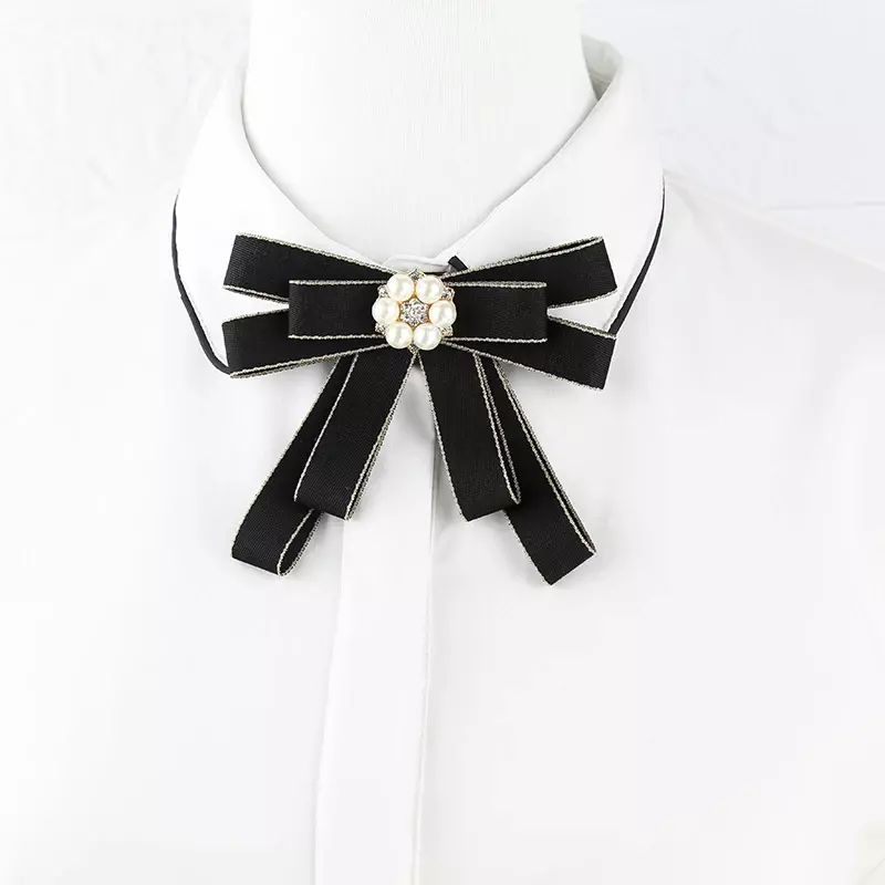 Banquet Bow Tie Brooches British Fashion Women Girls College Style Bank Shirt Accessories Collar Flower Original Handmade Bowtie