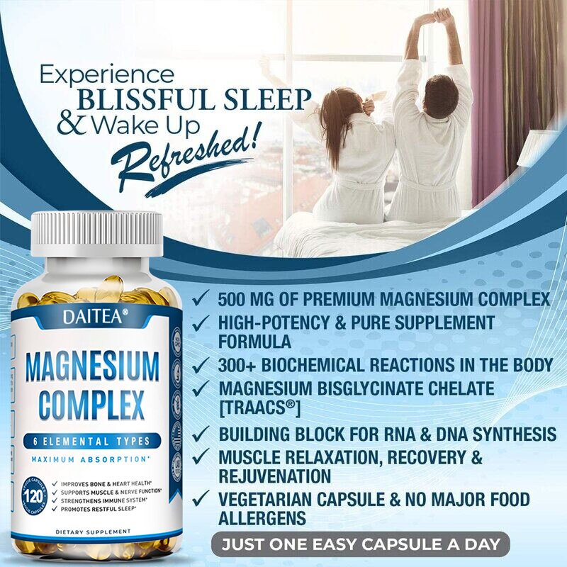 Kapseln mit Magnesium komplex-Knochen-, Muskel-und Herz gesundheits ergänzung, Schlaf unterstützung, Muskel entspannung, Stress-und Angst linderung