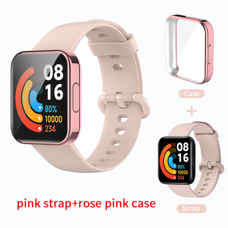 Strap+case for Redmi Watch 2 Lite Smart Band Protective Case Silicone Wristband Bracelet Band for Redmi Watch2 Lite Accessories