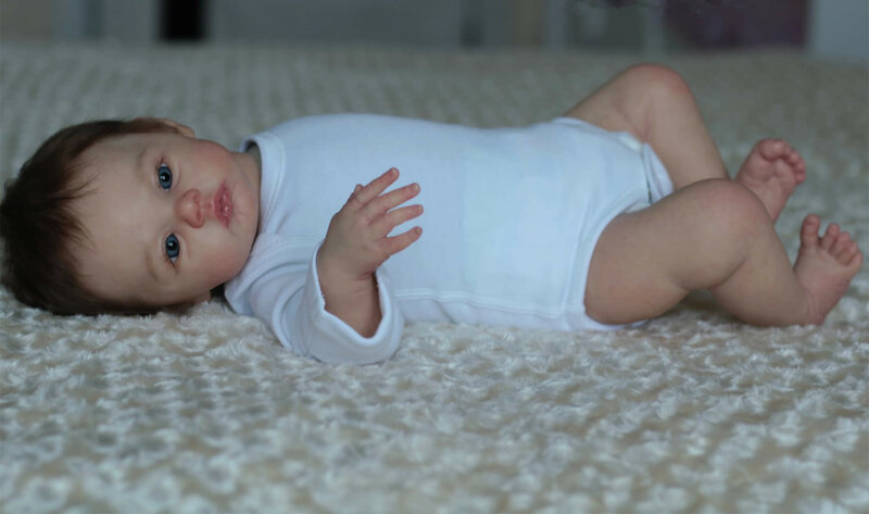 BZDOLL-Muñeca de bebé Reborn de silicona suave con textura de mármol 3D, venas visibles de la piel, juguete realista para recién nacido de 19 pulgadas, 48cm