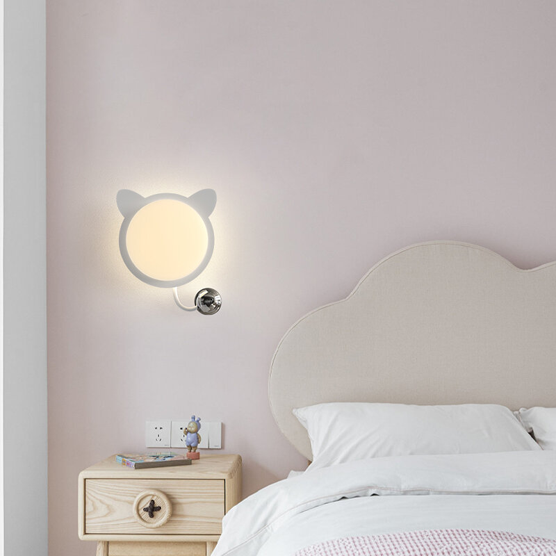 Modern Simple Children Bear Wall Lamp For Bedroom Bedside Background Wall Study Room Dimmable Remote Control Home Decoration