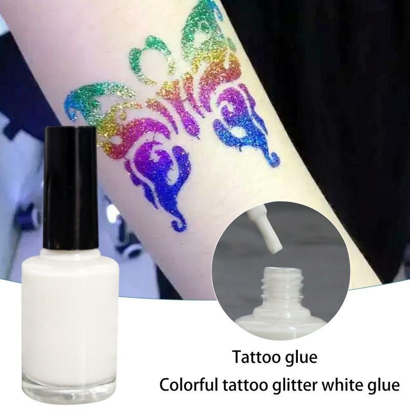 15Ml Witte Eenmalige Kleurrijke Tattoo Lijm Waterdichte Witte Tattoo Inkten Leveren Plastic Body Art Paint Glitter Gel Make-Up Tools