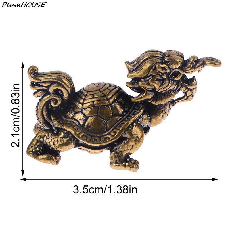 1Pc Retro Brass Mythical Beast Dragon Head Turtle Body Figurines Miniatures Lucky Animal Statue Desktop Ornament Decors