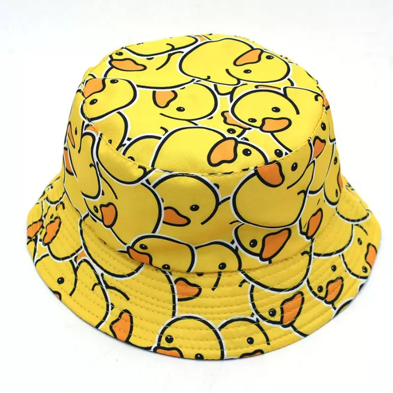 Letnia czapka przeciwsłoneczna odwracalna żółta kaczka kapelusz typu Bucket dla mężczyzn kobiet bawełna Bob Panama Girls Beach Travel Outdoor kapelusz rybaka