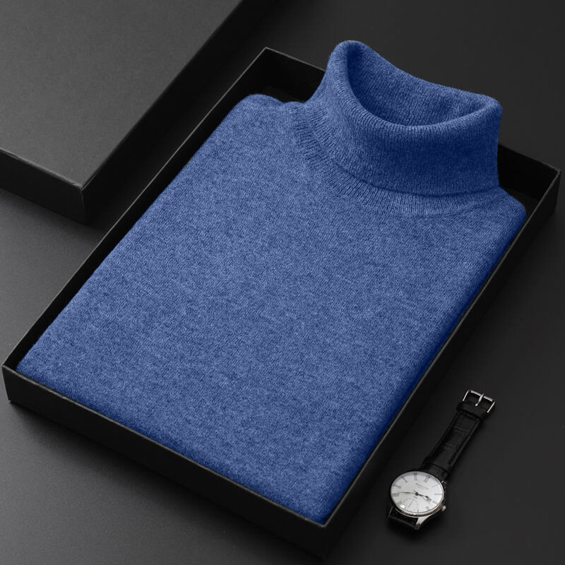 New Winter Cashmere Turtleneck Sweater Men High-Neck Autumn Jersey Hombre Pull Solid Color Pullover Women Warm Clothes