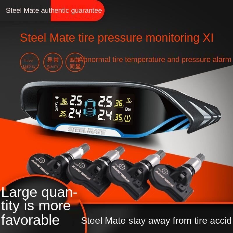 Новинка 2023, мониторинг давления в шинах Steel Mate, встроенная беспроводная Встроенная система контроля давления в шинах на солнечной энергии New X1