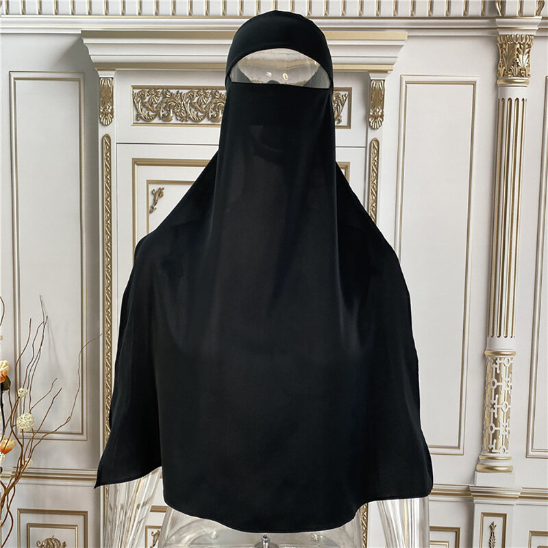 Niqab Single Layer Ramadan คุณภาพสูงเสื้อผ้าอิสลาม EID สวดมนต์มุสลิมเจียมเนื้อเจียมตัวผู้หญิงนิด้า Hijab Khimar Jilbab Veil Niqab