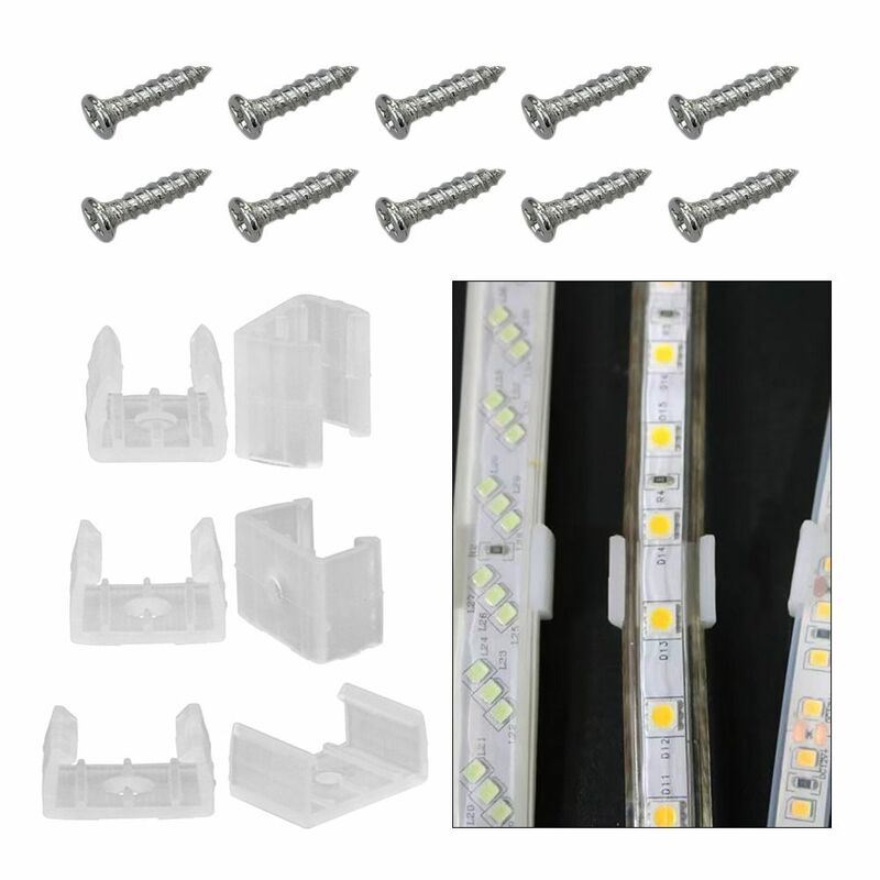 Hebillas de tira de luz LED transparentes, 10 piezas, impermeables, Soldadura Libre, Clip de fijación, conectores de esquina PP