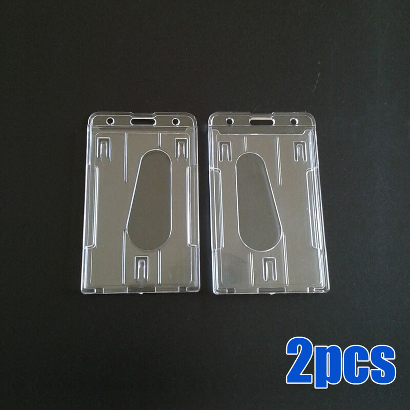 2-Pack ID Badge Holder Hard Plastic Card Holders Vertical Transparent Card Cover ID Badge Protector Office School Supplier