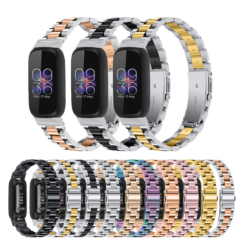 Correa de acero inoxidable de lujo para Fitbit inspire 3, pulsera de reloj para Fitbit inspire 3, repuesto de pulsera