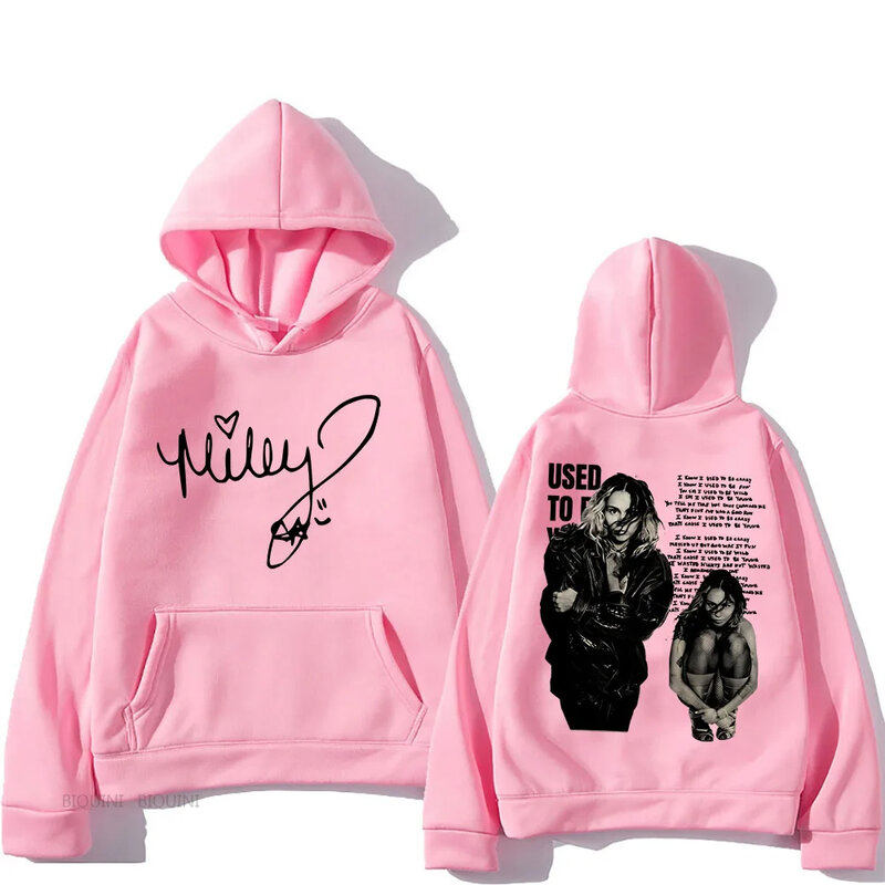 Singer grafis cetak kaus untuk penggemar kasual lengan panjang pakaian pria/wanita supaderas Hip Hop Hoody Miley Cyrus Hoodies