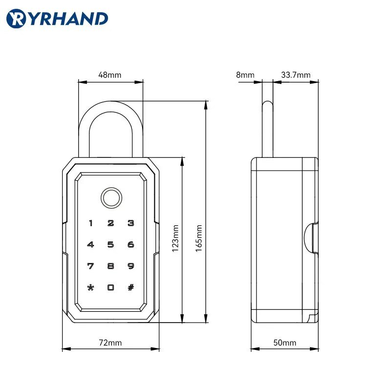 YRHAND TTlock kotak keamanan Wifi, kotak kunci elektronik portabel dengan kata sandi Digital sidik jari pintar Cerradura Inteligente Tuya