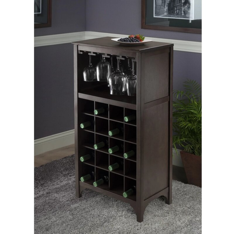 Winsome Wood Ancona Modular 20- Bottle Wine Cabinet, Espresso Finish，Made From Durable Wood and Holds Up To 20 Bottles