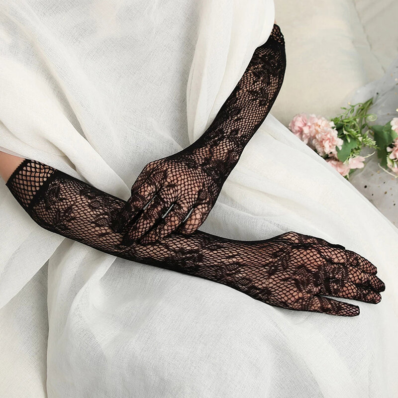 New Fashion Etiquette Gloves Long Fishnet Gloves Nets Smooth Fashion More Style Lace Beautiful Elegant Women Sexy Gloves