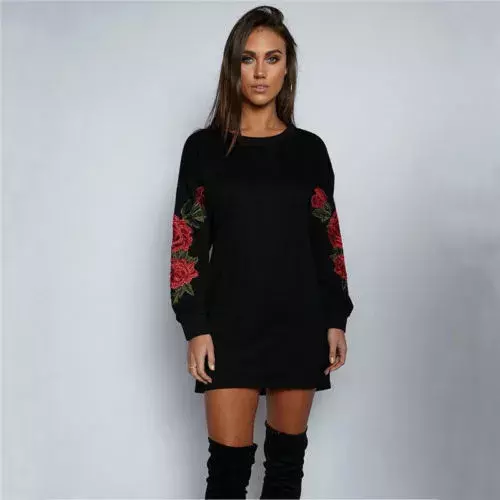 Frauen Blumen Langarm Pullover Damen lässig O-Neck Tops Shirt für Frühling und Herbst modischen Stil weibliche Tops