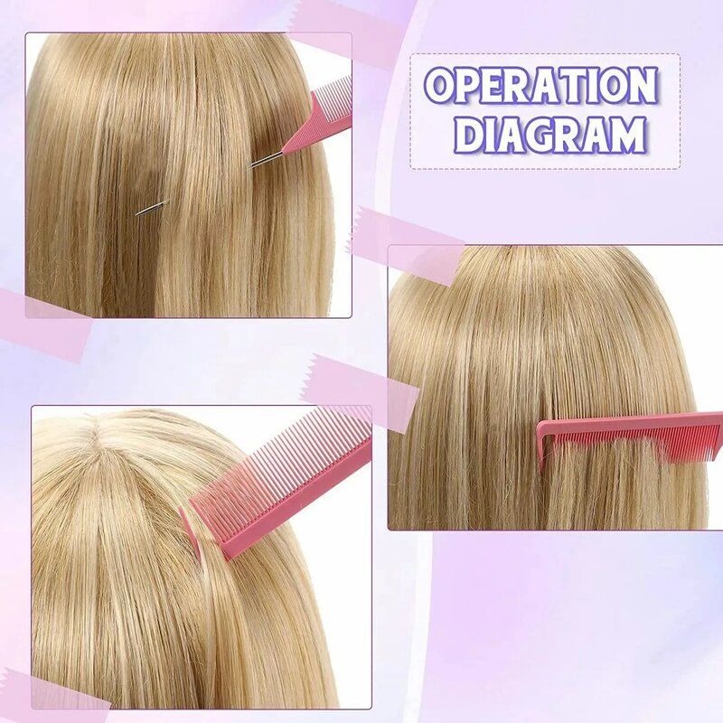 12Pcs/set Multipurpose Weaving Hair Highlight Dyeing Eyebrow Control Comb Hair Clip Set Professional Wig Hair Loop Styling Tool