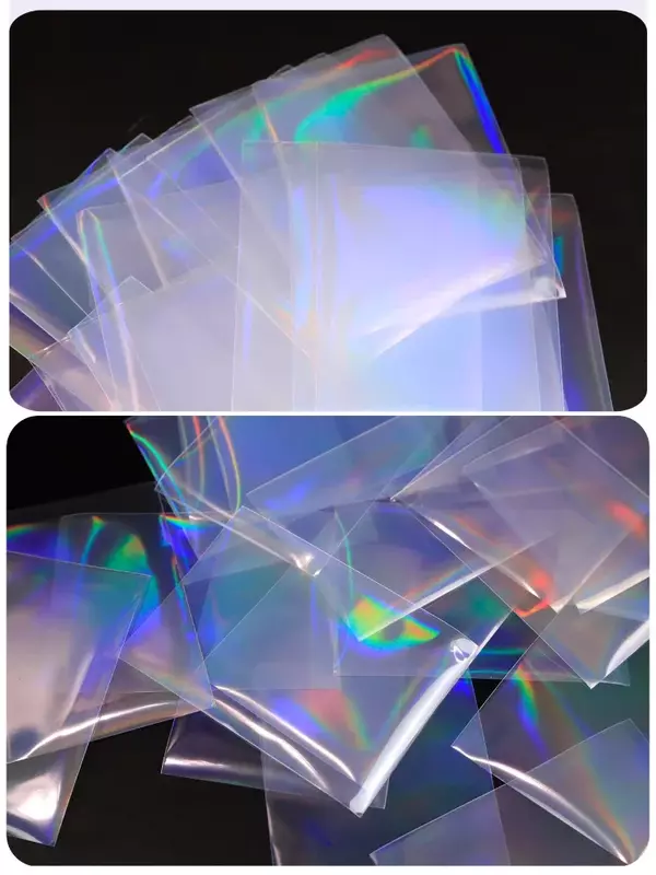Juego de fundas protectoras de Color láser para tarjetas, funda transparente de aluminio para tarjetas Kpop, 50 piezas