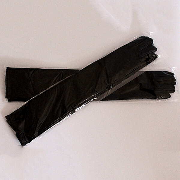 Длинные перчатки в кожаной оптике, один размер, черный, черный