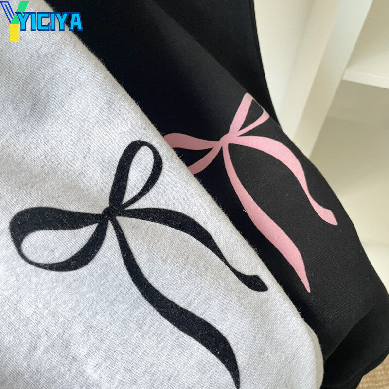 YICIYA y2k style Bow knot Pants STRAIGHT Sweatpants Women Full Length baggy pant high street New outfits casual trousers 2024