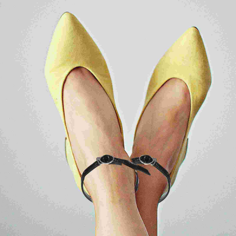 Женские шнурки для обуви с защитой от падения, ремешки с пряжками и черными каблуками, шнурки из ПУ для